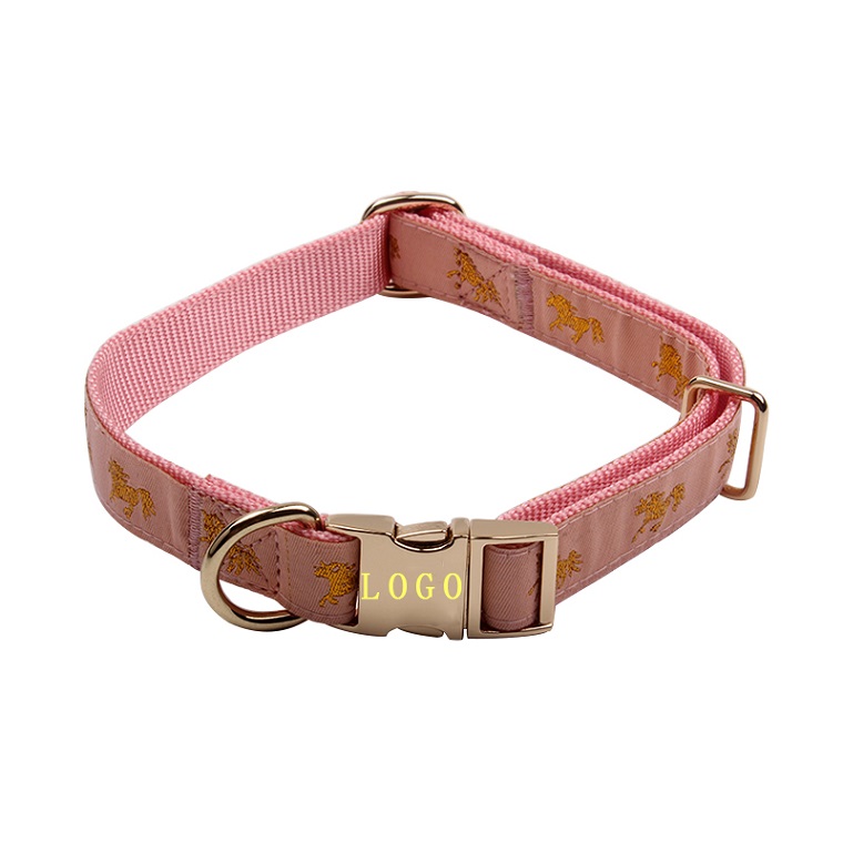 Laser Engraved Id Dog Collar Custom Rose Metal Buckle Dog Collar